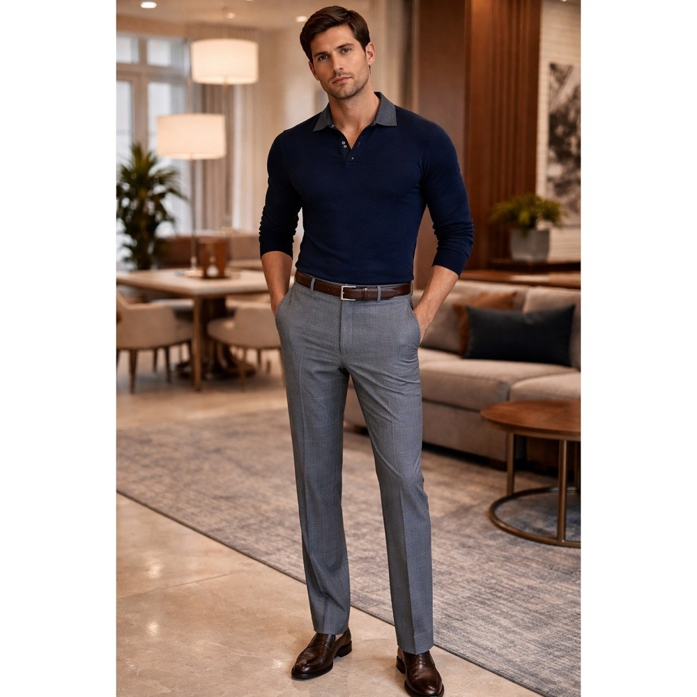 Ted Baker London Mens Wool Dress Pants Flat Front Trousers 38/32